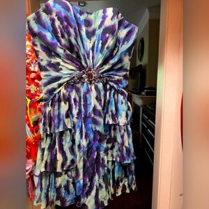 Vibrant Strapless Ruffled Dress Kurt Thomas
